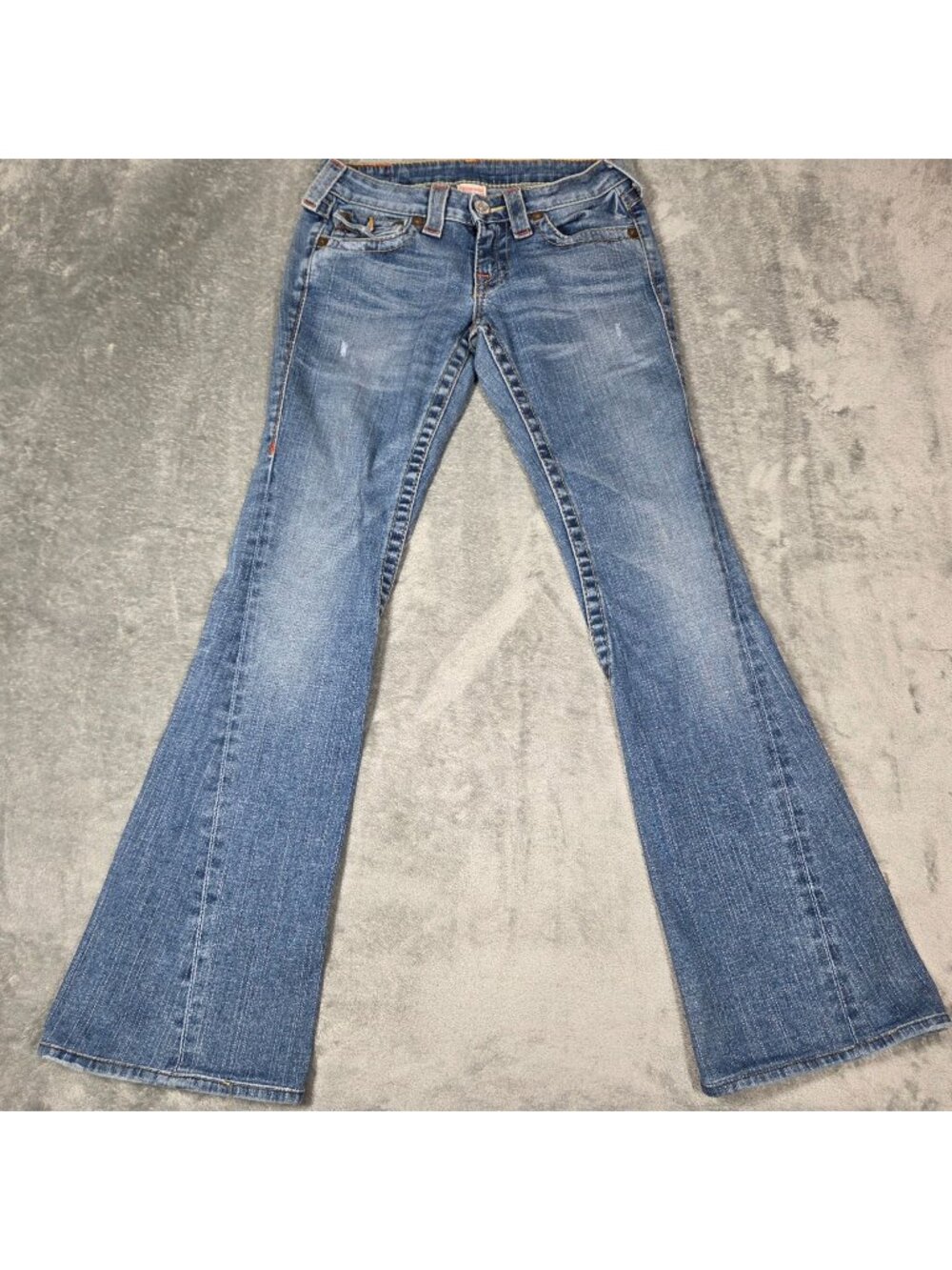 Vintage True Religion Jeans Womens 25 Joey Flare Twisted Leg Flap Pocket USA